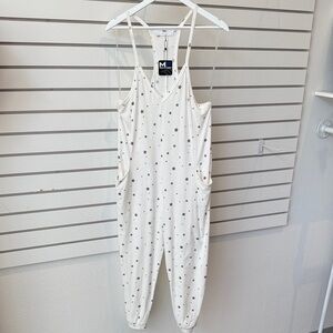 White Jumpsuit with Gray Star Pattern